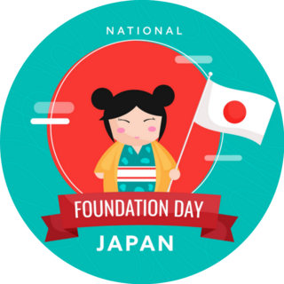 Japan National Foundation Day Illustration Sticker