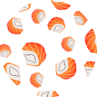 Japan Rolls Of Rice And Salmon Falling Down Sticker