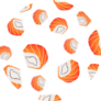 Japan Rolls Of Rice And Salmon Falling Down Sticker