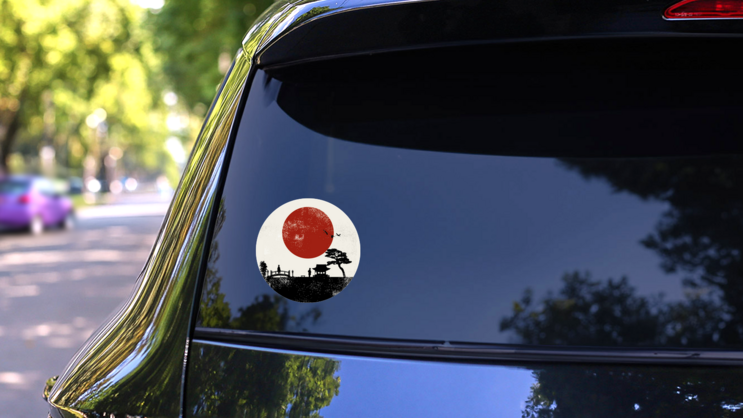 Japan Scenery Poster Silhouette Sticker on a Rear Car Window (New) example