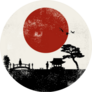Japan Scenery Poster Silhouette Sticker