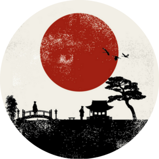 Japan Scenery Poster Silhouette Sticker