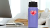 Japan Sunrise Icon In Heart Sticker on a Water Bottle (New) example