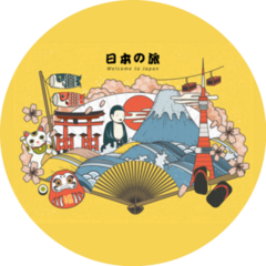 Japan Tourism Poster Design With Attractions Sticker