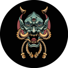 Japan Traditional Mask Tattoo Sticker