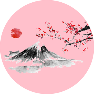 Japan Traditional Sumi-e Painting Fuji Mountain Sticker