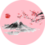 Japan Traditional Sumi-e Painting Fuji Mountain Sticker