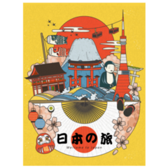 Japan Travel Poster, Famous Attractions Sticker