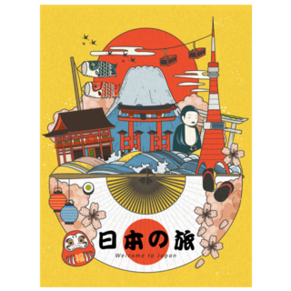 Japan Travel Poster, Famous Attractions Sticker