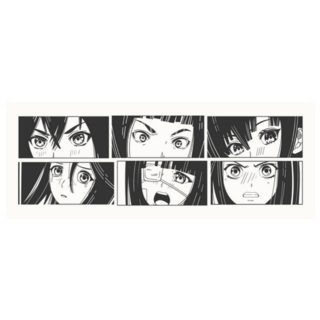 Japanese Cartoon Of Eyes Look. Manga Style Sticker