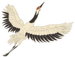 Japanese Crane Bird Isolated On A White Sticker