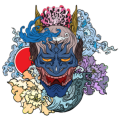 Japanese Demon Mask Tattoo Sticker