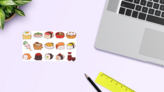 Japanese Food Sticker Sheet on a Desk (New) example