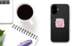 Japanese Food - Sushi & Noodles On Pink Sticker on a Phone (New) example