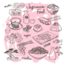 Japanese Food - Sushi & Noodles On Pink Sticker