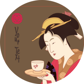 Japanese Geisha Traditional Art Style Sticker