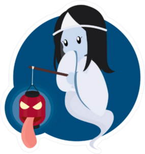 Japanese Ghost With Lantern Cartoon Sticker