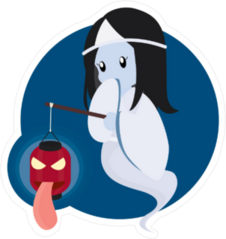Japanese Ghost With Lantern Cartoon Sticker