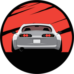 Japanese JDM Car With Red Sun Background Sticker