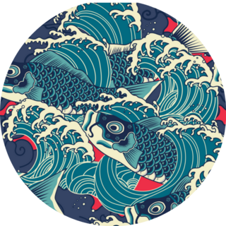 Japanese Koi/carp Fish In The Wave Sticker