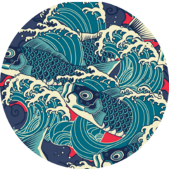 Japanese Koi/carp Fish In The Wave Sticker