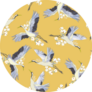 Japanese Seamless Pattern Of Birds And Water On Yellow Sticker