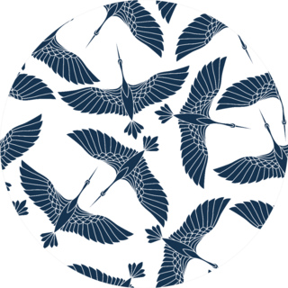 Japanese Seamless Pattern With Beautiful Cranes Sticker