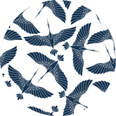 Japanese Seamless Pattern With Beautiful Cranes Sticker