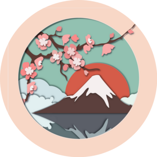 Japanese-style Cut Paper Card Sticker