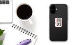Japanese Style Tiger Illustration Sticker on a Phone (New) example