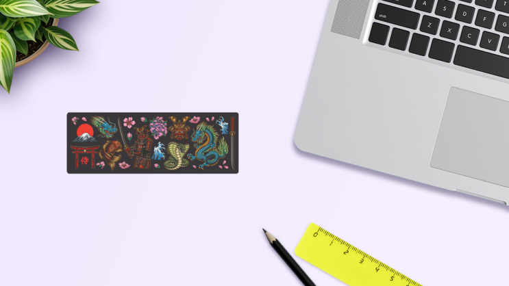 Japanese Traditional Sticker Sheet on a Desk (New) example