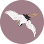 Japanese White Crane On Mauve Background Sticker