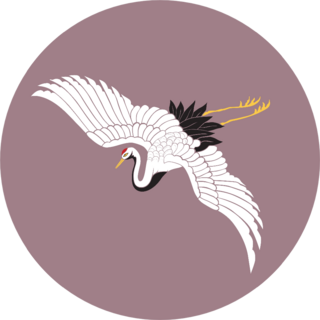 Japanese White Crane On Mauve Background Sticker