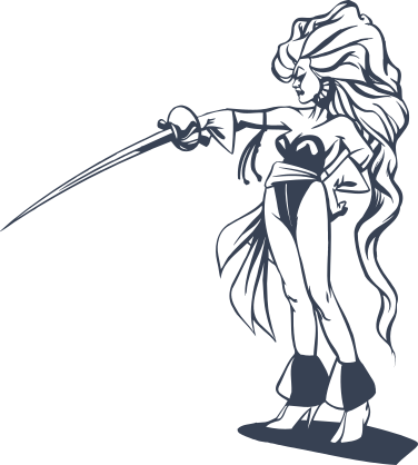 Japanese Woman Warrior With Long Hair And Sword Sticker