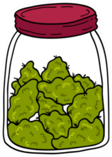 Jar With Marijuana Buds Doodle Sticker