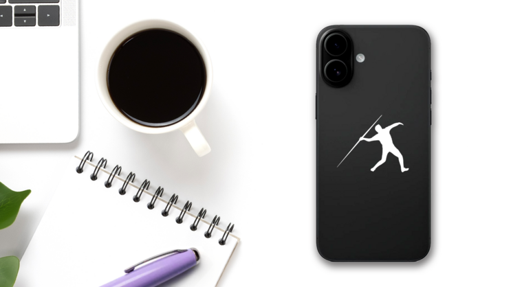 Javelin Runner Sticker on a Phone (New) example