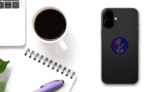 Jazz Santa Playing Saxophone Sticker on a Phone (New) example
