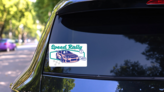 JDM Speed Rally Sticker on a Rear Car Window (New) example