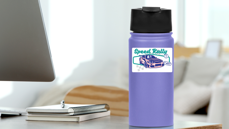 JDM Speed Rally Sticker on a Water Bottle (New) example