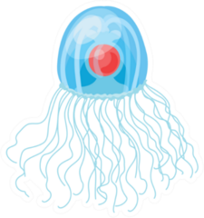 Jellyfish Cartoon Red Dot Sticker