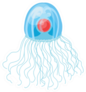 Jellyfish Cartoon Red Dot Sticker