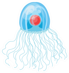 Jellyfish Cartoon Red Dot Sticker