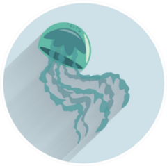 Jellyfish Colorful Flat Icon Circle Sticker