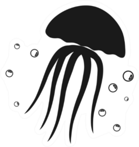 Jellyfish Icon Illustration In Black Sticker