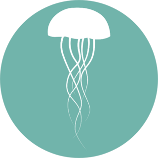 Jellyfish Icon In Blue Sticker