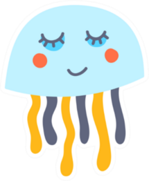 Jellyfish Illustration For Kids Smiling Sticker
