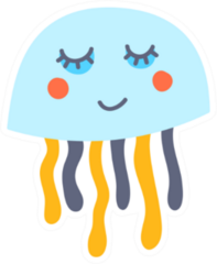 Jellyfish Illustration For Kids Smiling Sticker