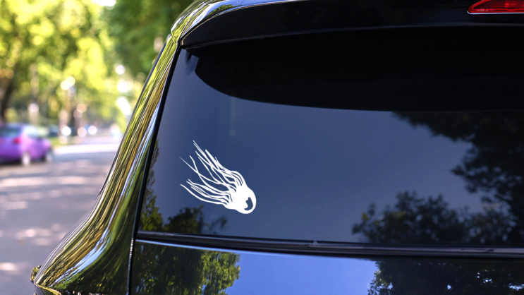 Jellyfish Swimming Sticker on a Rear Car Window (New) example