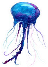 Jellyfish Watercolor Illustration Medusa Painting Sticker