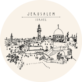 Jerusalem, Israel Old City Skyline Drawing Sticker